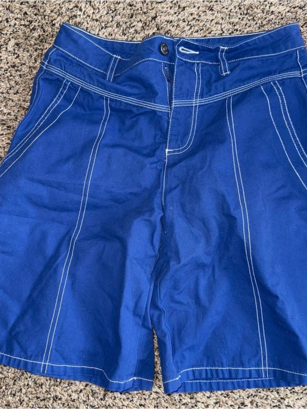 Women’s Blue Contrast-Stitch Shorts
